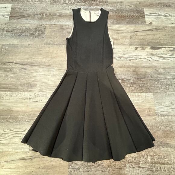 Parker Black Fit and Flare Dress Cutout Back Sleeveless Skater Style S - Picture 1 of 9